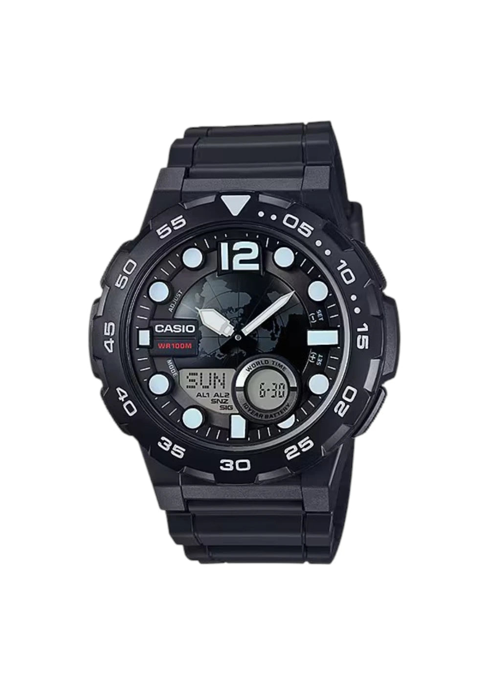 Casio Men's Watch - AEQ-100W-1AVDF Black Dial, Black Band