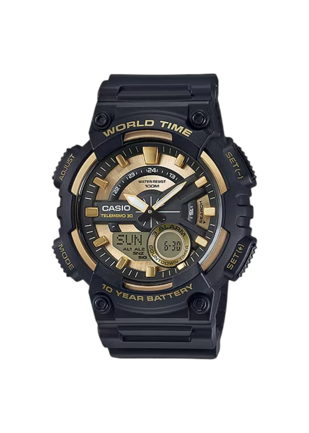 Casio Youth-Combination Analog-Digital Gold Dial Men's Watch - AEQ-110BW-9AVDF