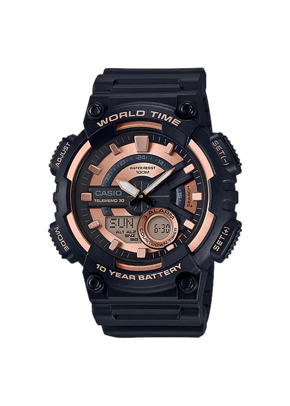 Casio Youth Series Analog-Digital Rose Gold Dial Men's Watch - AEQ-110W-1A3VDF