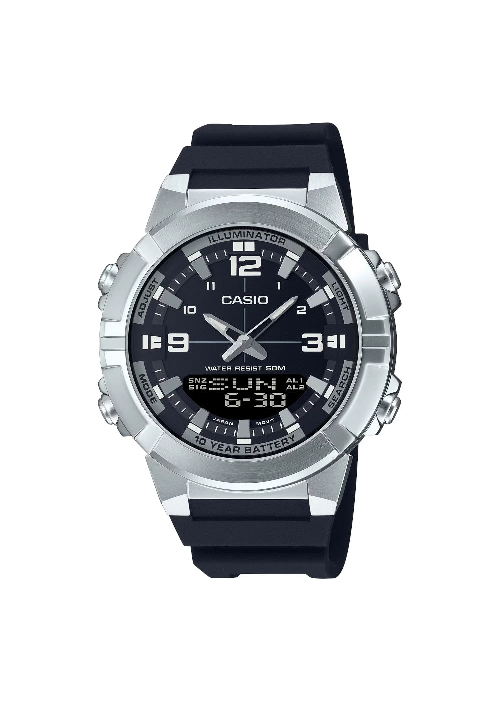 CASIO Men's Analog-Digital Black Dial Watch - AMW-870-1AVDF