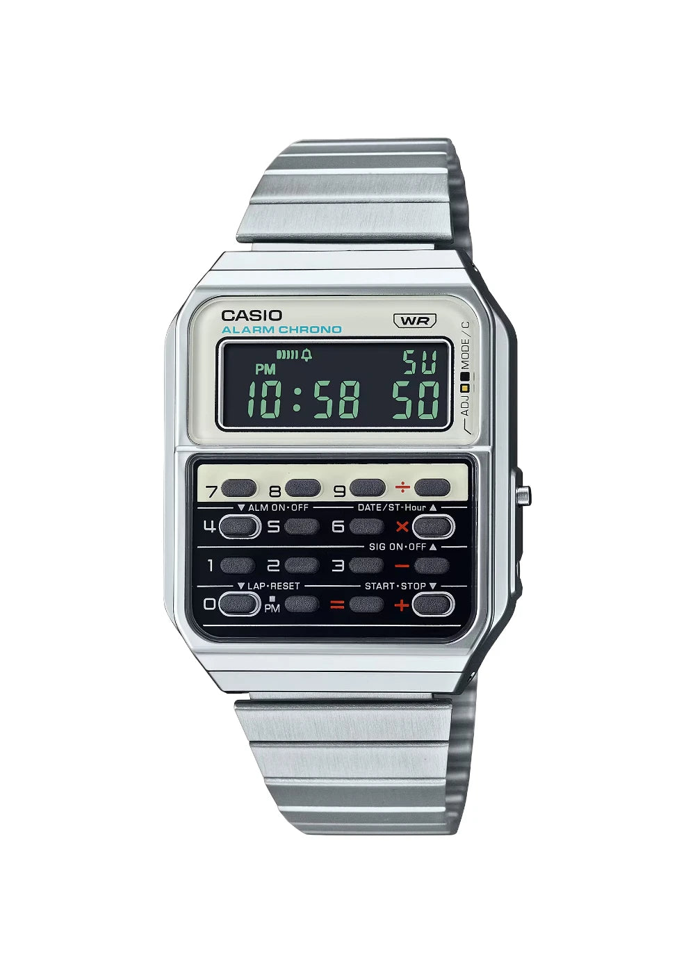 Casio CA-500WE-7BDF Vintage Databank Calculator Men's Digital Stainless Steel Watch