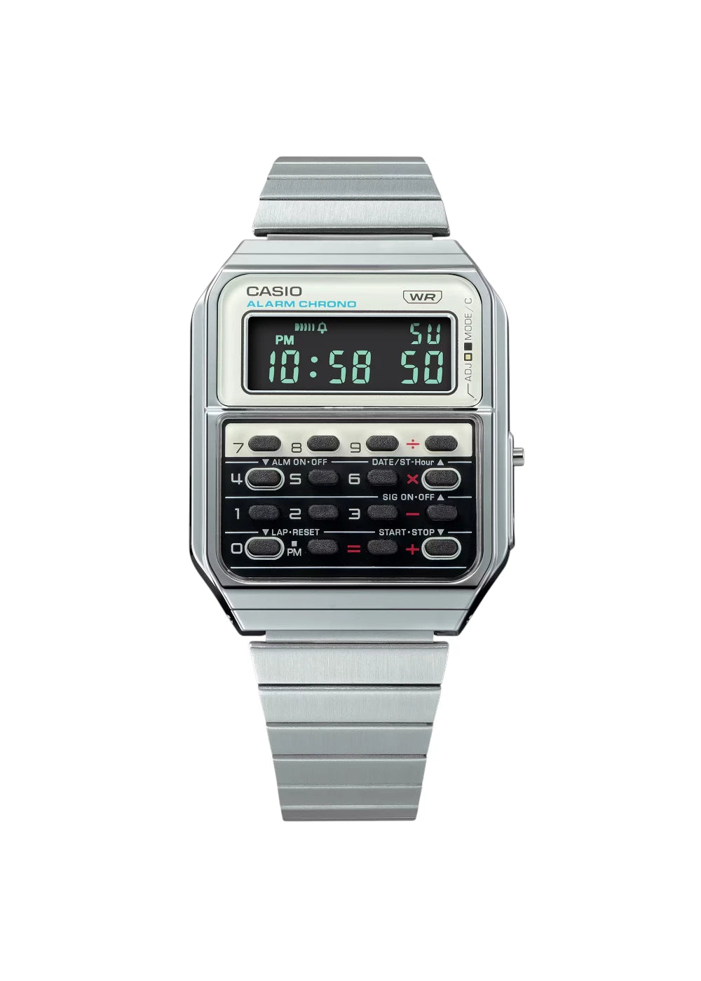 Casio CA-500WE-7BDF Vintage Databank Calculator Men's Digital Stainless Steel Watch