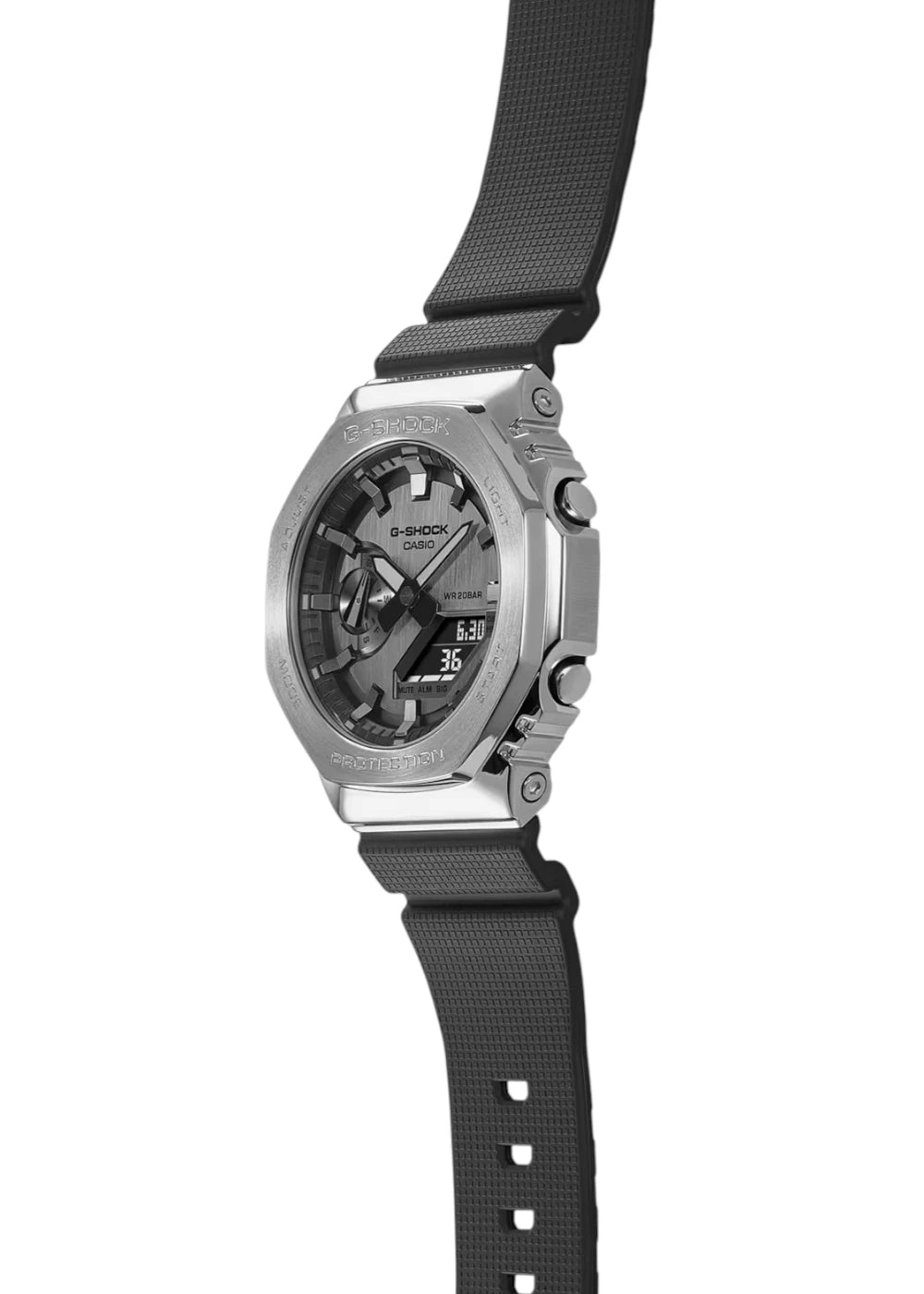 Casio G-Shock GM-2100-1ADR Silver Analog-Digital Dial Black Resin Strap Men's Watch