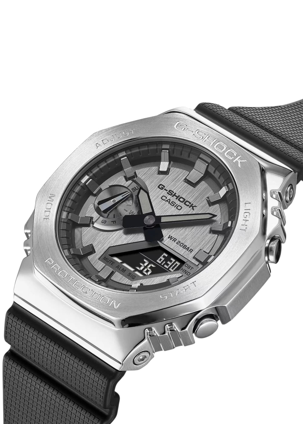 Casio G-Shock GM-2100-1ADR Silver Analog-Digital Dial Black Resin Strap Men's Watch