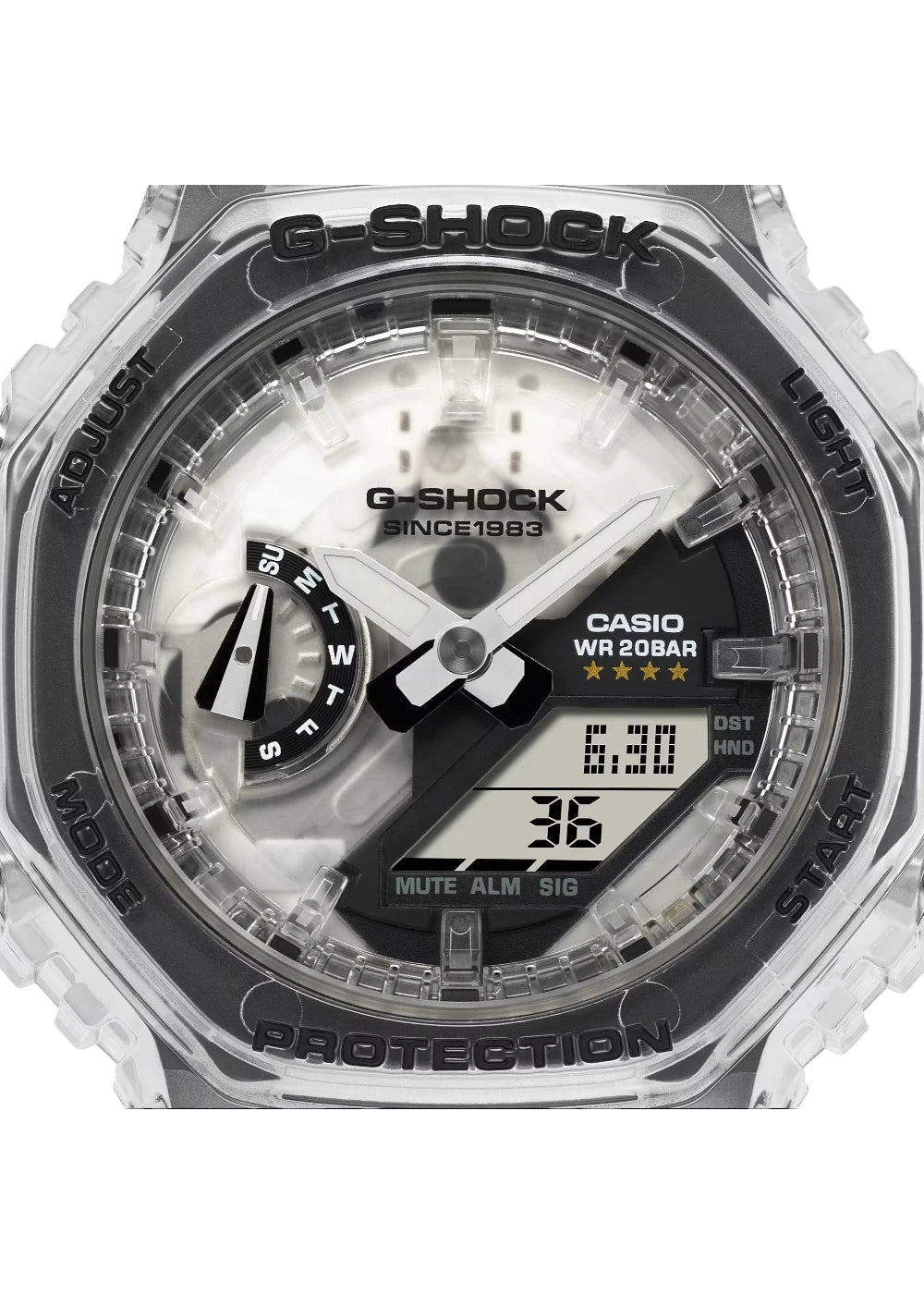 Casio Women Watch- G-SHOCK 40th Anniversary CLEAR REMIX Digital Analog White Dial Resin Transparent Band GMA-S2140RX-7ADR