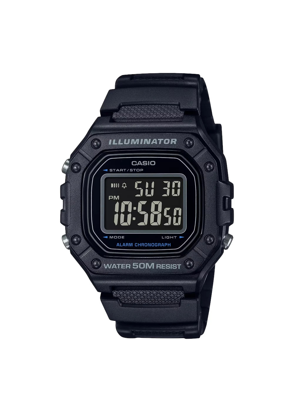 CASIO Men's Digital Black Dial Watch - W-218H-1BVDF