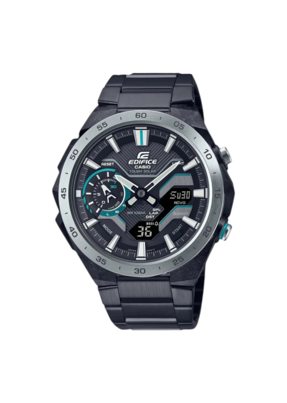 Casio Men Watch EDIFICE WINDFLOW Analog Mobile link Solar Power Black Dial Stainless Steel