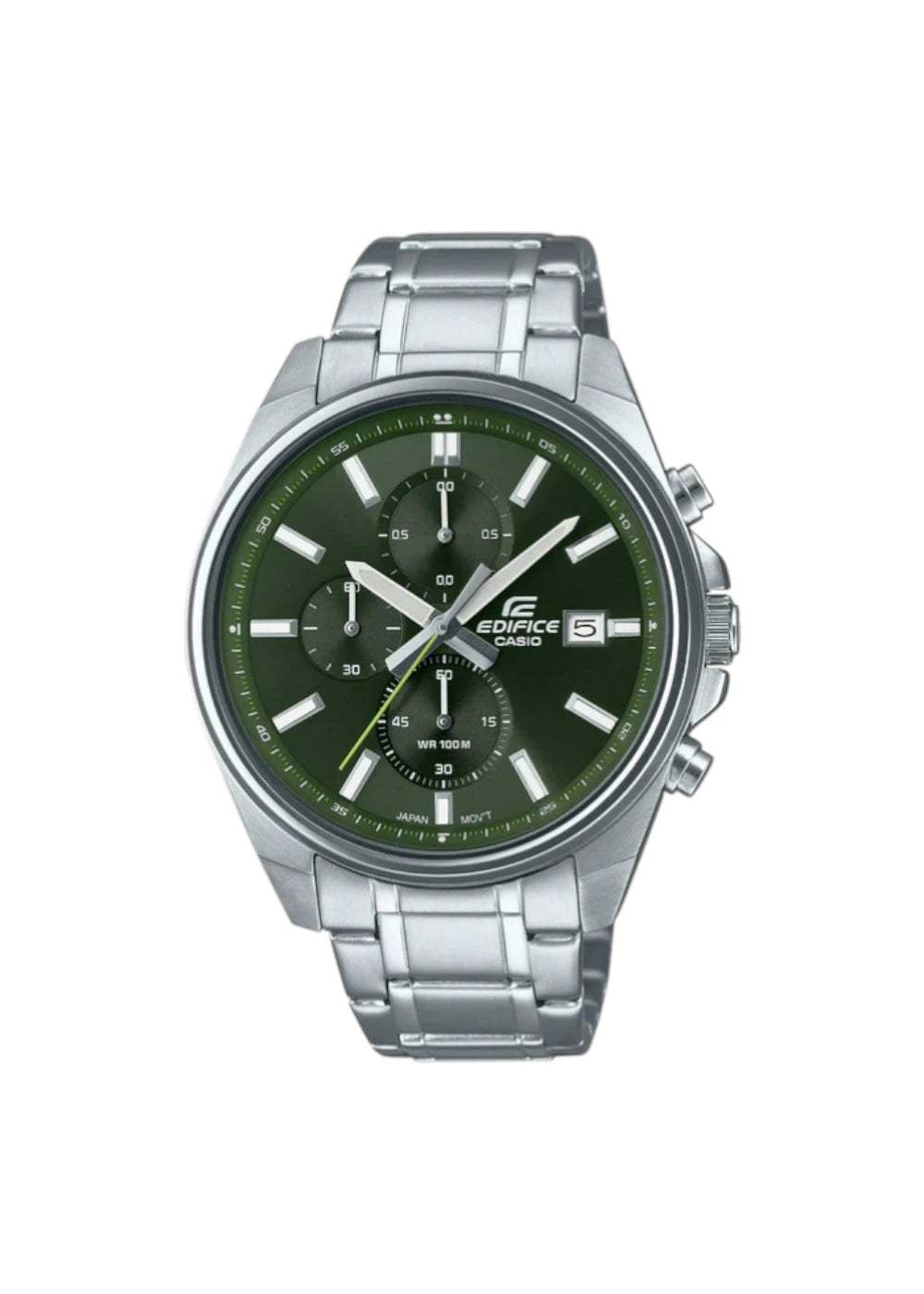 Casio Edifice EFV-610D-3CVUDF Green Analog Dial Silver Stainless Steel Band Men's Watch