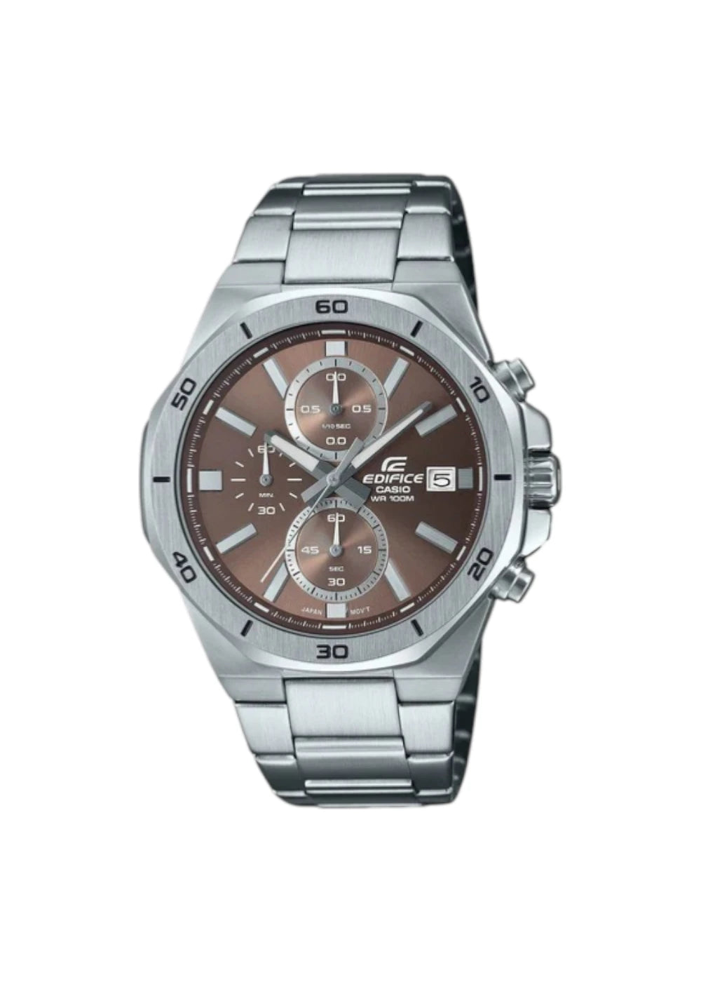Casio Edifice EFV-640D-5AVUDF Brown Analog Dial Silver Stainless Steel Band Men's Watch
