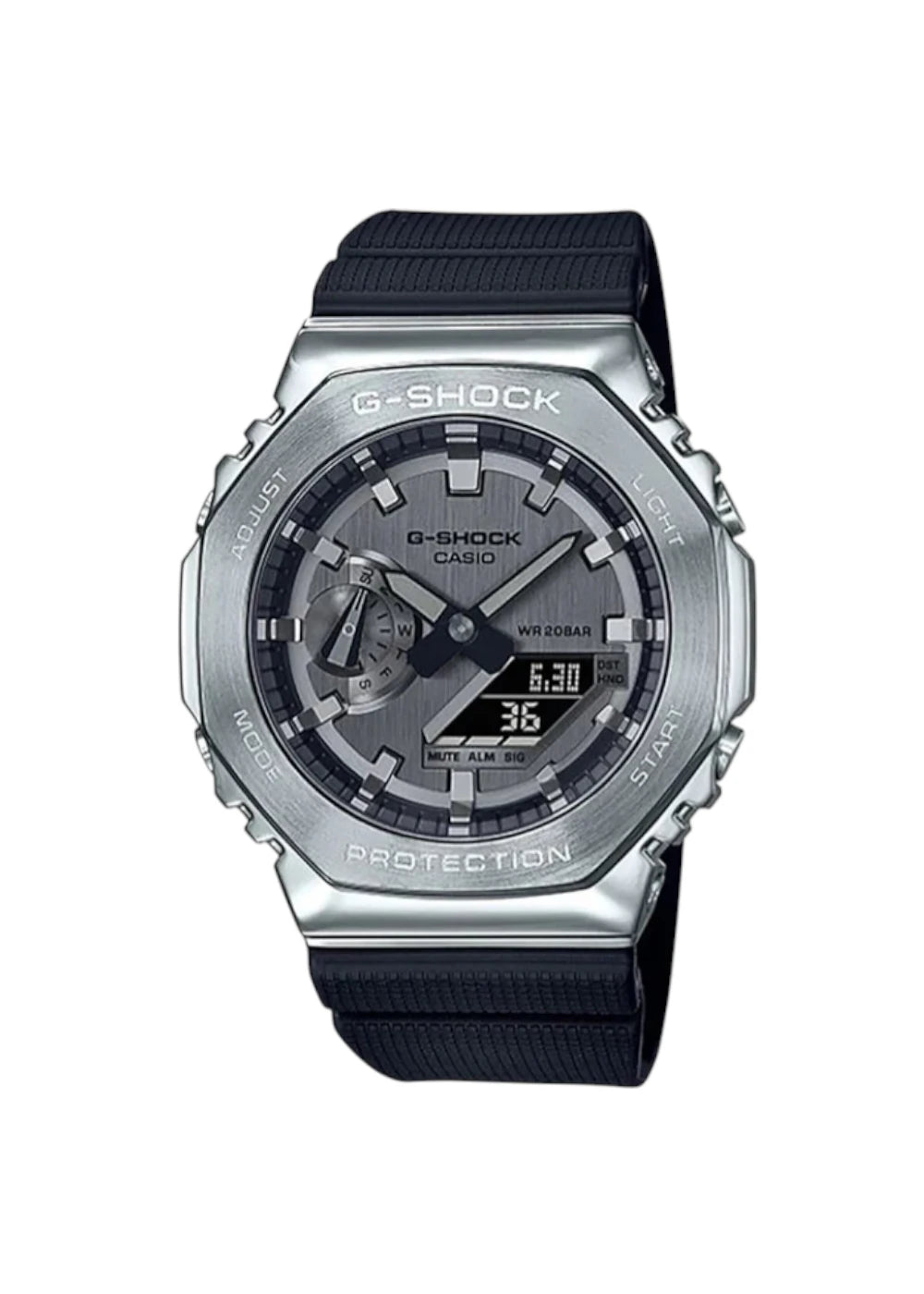Casio G-Shock GM-2100-1ADR Silver Analog-Digital Dial Black Resin Strap Men's Watch