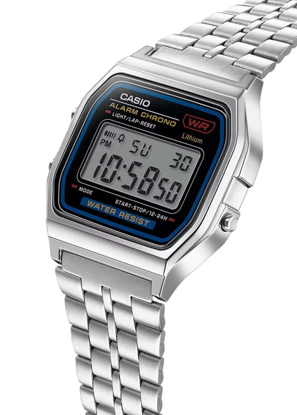 Casio Unisex Vintage A159WA-N1DF Black Digital Dial Silver Stainless Steel Band