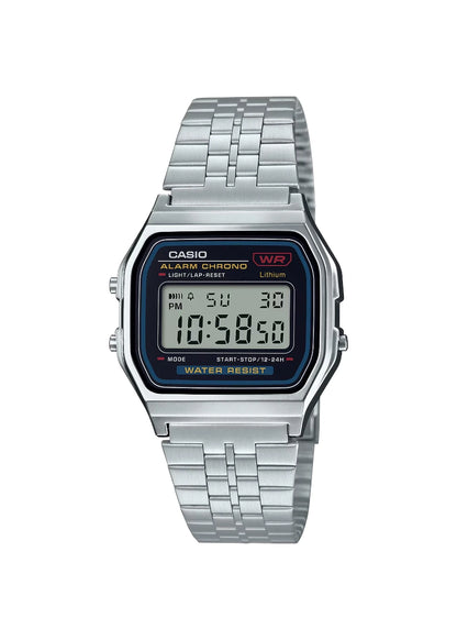 Casio Unisex Vintage A159WA-N1DF Black Digital Dial Silver Stainless Steel Band