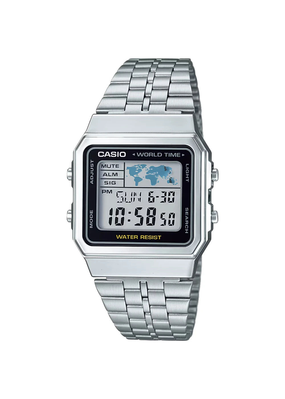 Casio Unisex Vintage A500WA-1DF Black Digital Dial Silver Stainless Steel Band