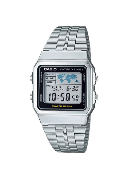 Casio Unisex Vintage A500WA-1DF Black Digital Dial Silver Stainless Steel Band