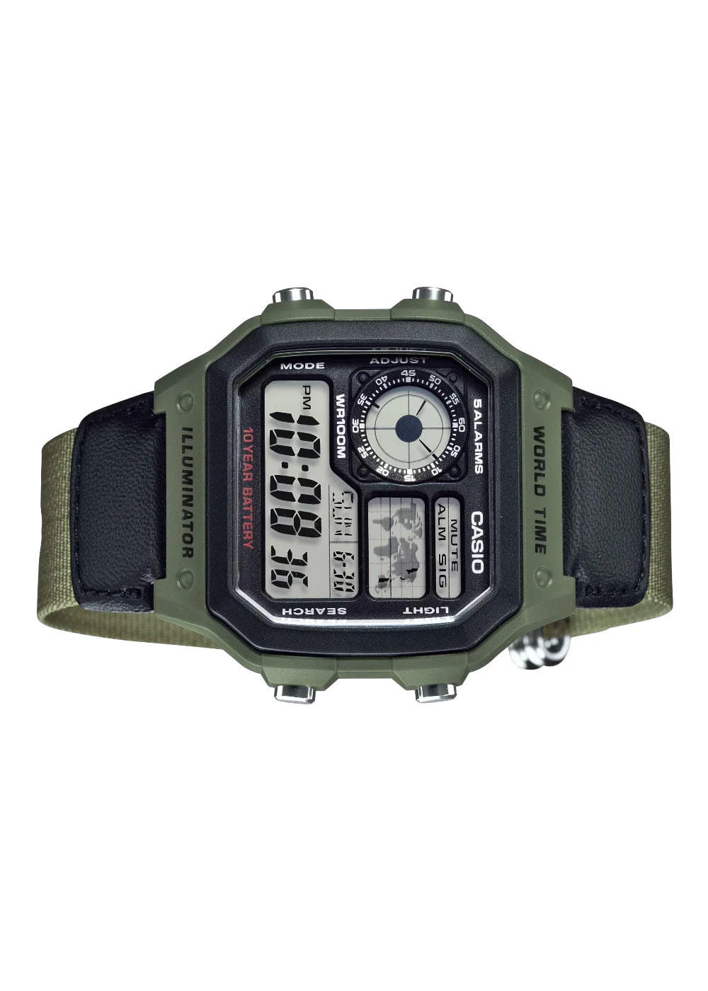 Casio Men's Watch - AE-1200WHB-3BVDF Grey Dial, Green Band