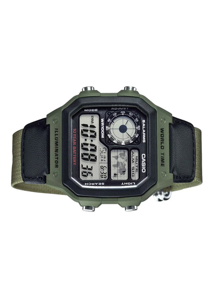 Casio Men's Watch - AE-1200WHB-3BVDF Grey Dial, Green Band
