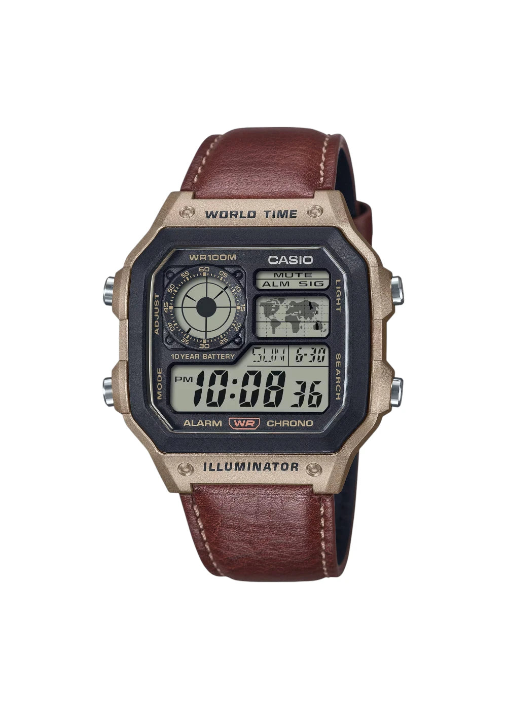 CASIO Digital Leather Brown Men Watch AE-1200WHL-5AVDF