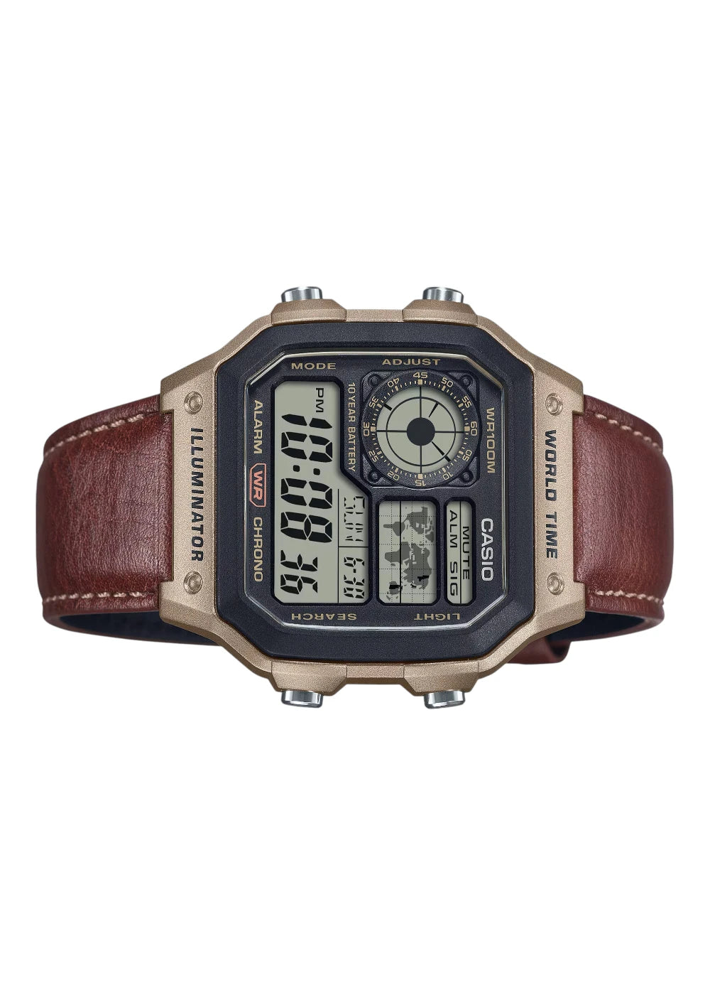 CASIO Digital Leather Brown Men Watch AE-1200WHL-5AVDF
