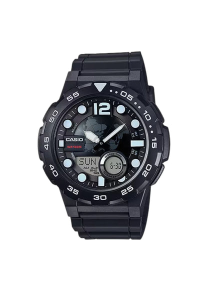 Casio Men's Watch - AEQ-100W-1AVDF Black Dial, Black Band