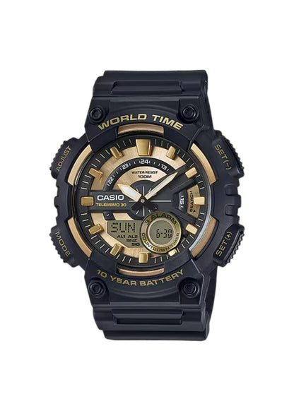 Casio Youth-Combination Analog-Digital Gold Dial Men's Watch - AEQ-110BW-9AVDF
