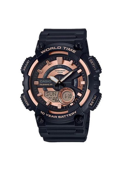 Casio Youth Series Analog-Digital Rose Gold Dial Men's Watch - AEQ-110W-1A3VDF