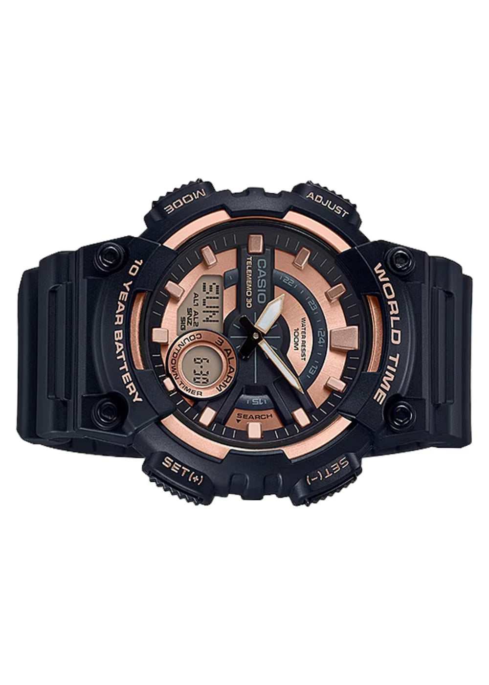 Casio Youth Series Analog-Digital Rose Gold Dial Men's Watch - AEQ-110W-1A3VDF