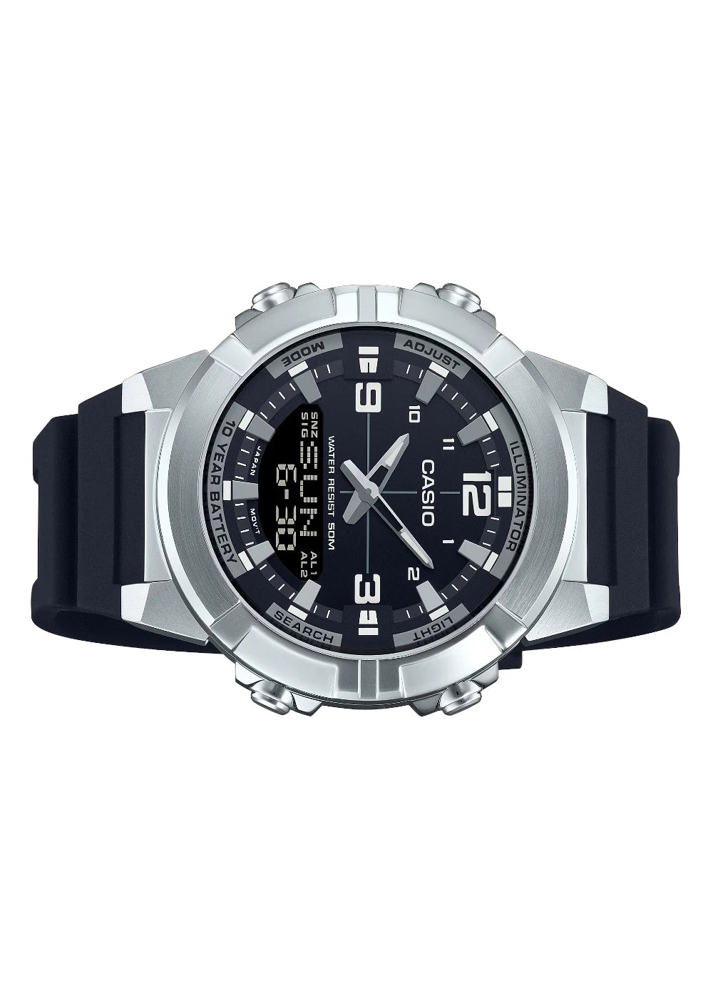 CASIO Men's Analog-Digital Black Dial Watch - AMW-870-1AVDF