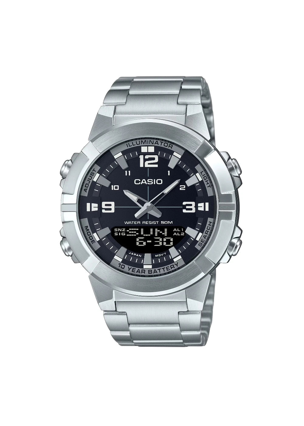 CASIO Men's Analog-Digital Black Dial Watch - AMW-870D-1AVDF