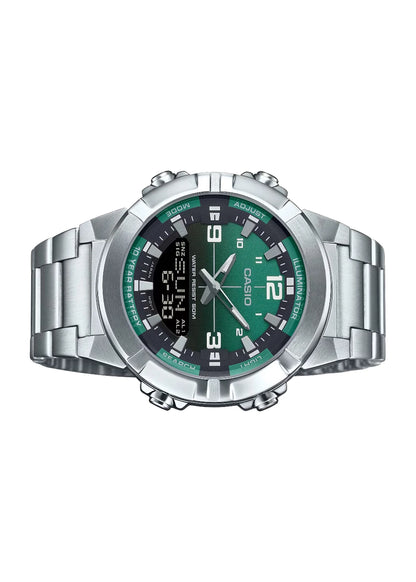 CASIO Men's Analog-Digital Green Dial Watch - AMW-870DA-3AVDF