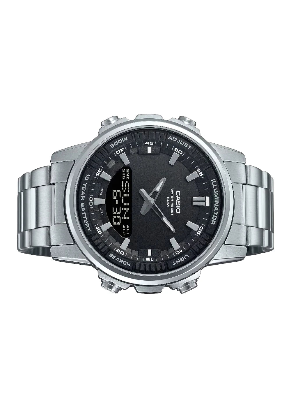 Casio Men's Silver Analog-Digital Stainless Steel Strap Watch AMW-880D-1AVDF