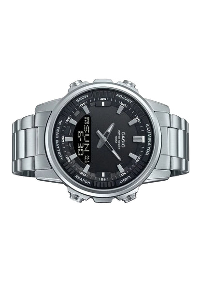 Casio Men's Silver Analog-Digital Stainless Steel Strap Watch AMW-880D-1AVDF