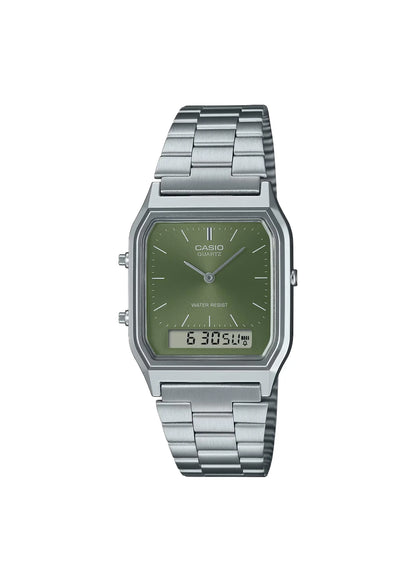 Casio Vintage AQ-230A-3AMQYDF Analog-Digital Green Dial Unisex
