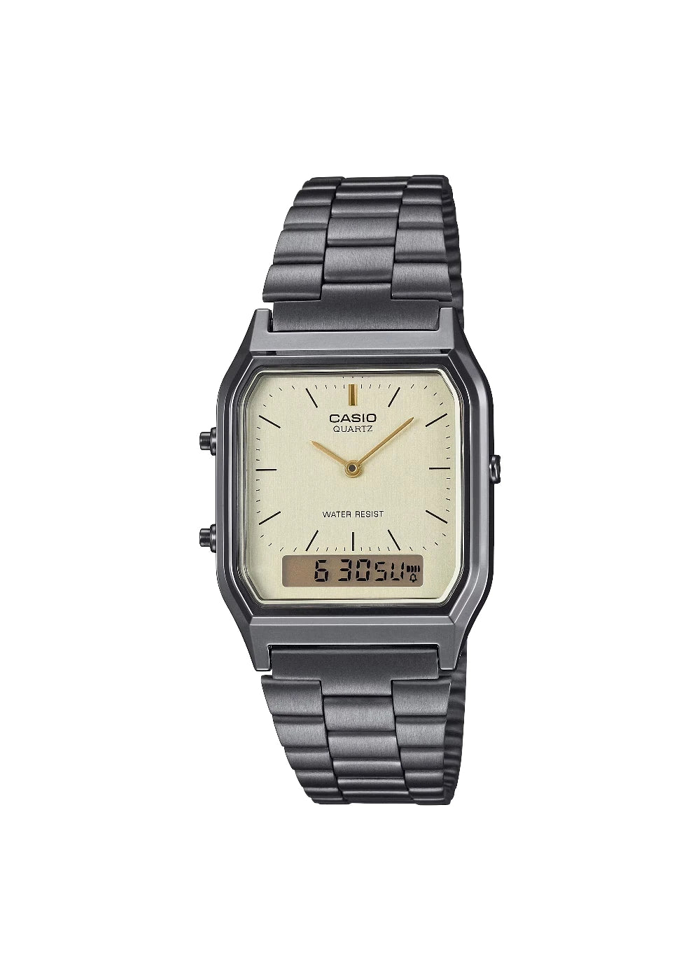 Casio Men Grey Analog/Digital Metal Strap Watch -AQ-230GG-9ADF