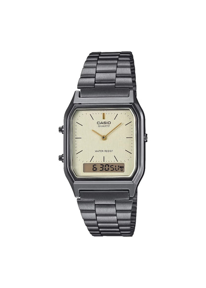 Casio Men Grey Analog/Digital Metal Strap Watch -AQ-230GG-9ADF