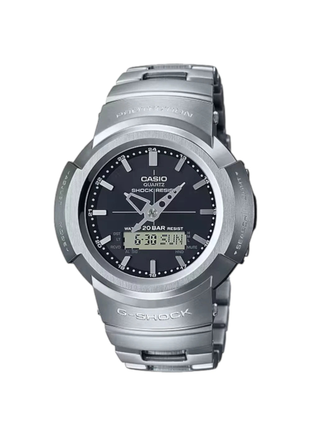 Casio G-Shock Men's Analog-Digital Quartz Watch - AWM-500D-1ADR Full Metal Silver Solar Bluetooth Watch