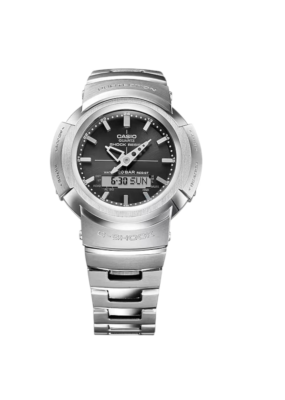 Casio G-Shock Men's Analog-Digital Quartz Watch - AWM-500D-1ADR Full Metal Silver Solar Bluetooth Watch