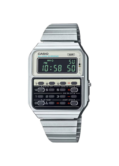 Casio CA-500WE-7BDF Vintage Databank Calculator Men's Digital Stainless Steel Watch