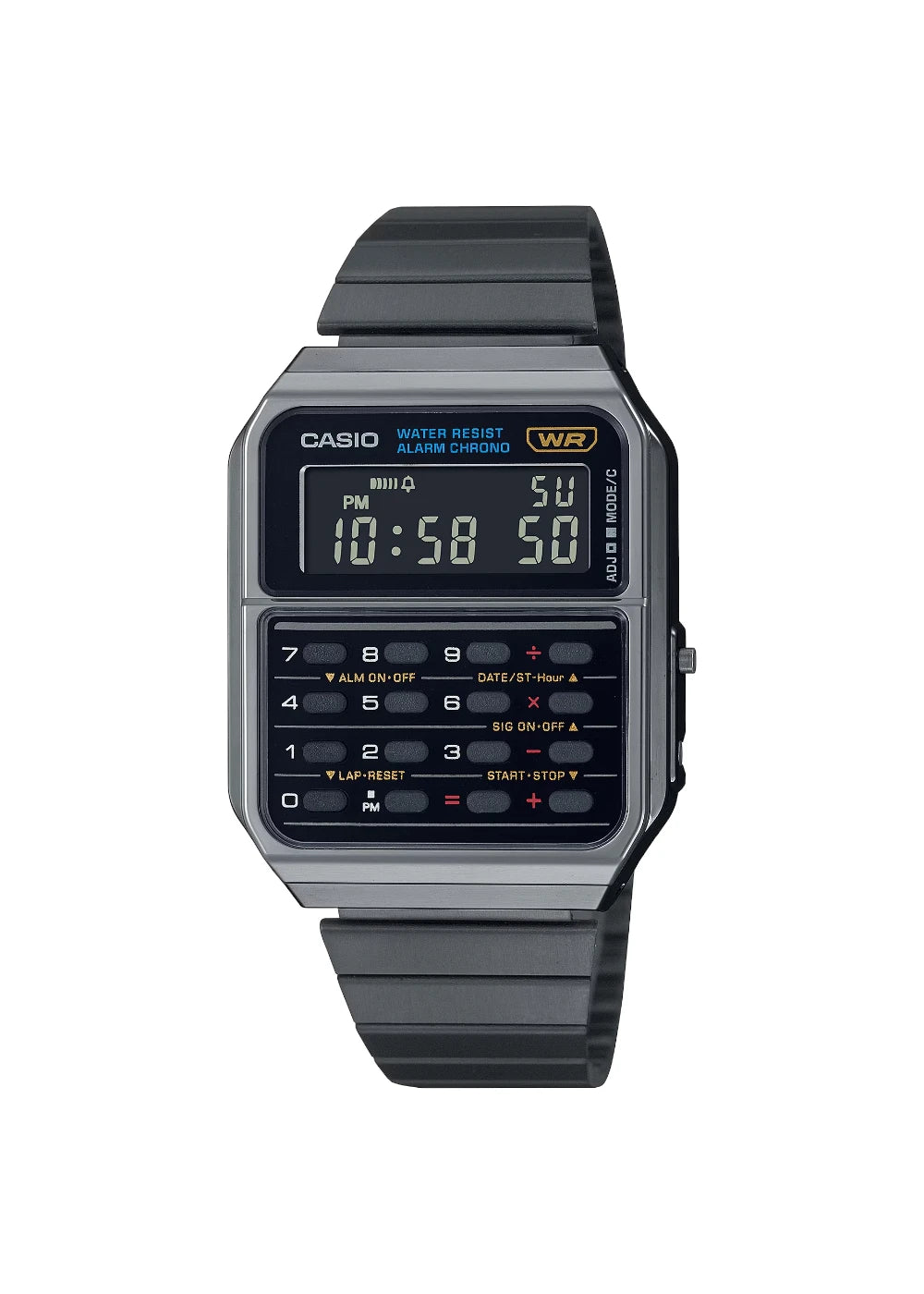 Casio CA-500WEGG-1BDF Vintage Digital Calculator Stainless Steel Watch