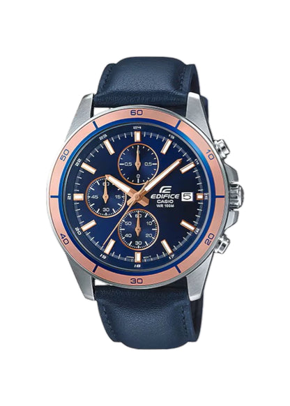 Casio Edifice EFR-526L-2AVUDF Blue Analog Dial Blue Leather Band Men's Watch
