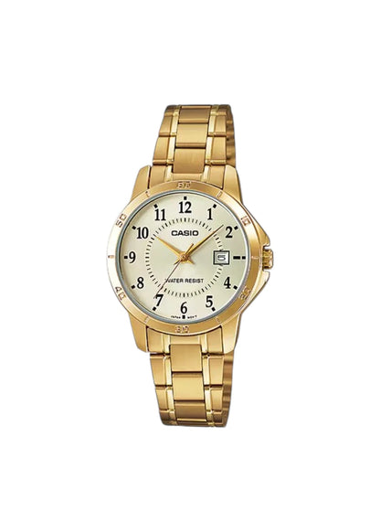 Casio Women's Gold Analog Metal Strap Watch LTP-V004G-9BUDF