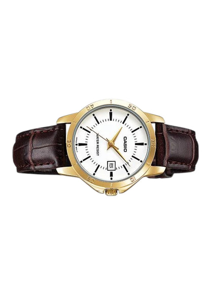 Casio Women's Brown Analog Leather Strap Watch LTP-V004GL-7AUDF