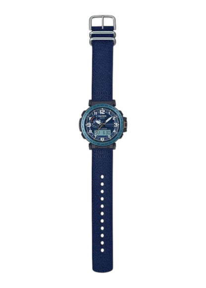 Casio Men Watch PRO TREK Triple Sensor Digital Analog Solar Power Blue Dial Cloth band PRG-601YB-2DR