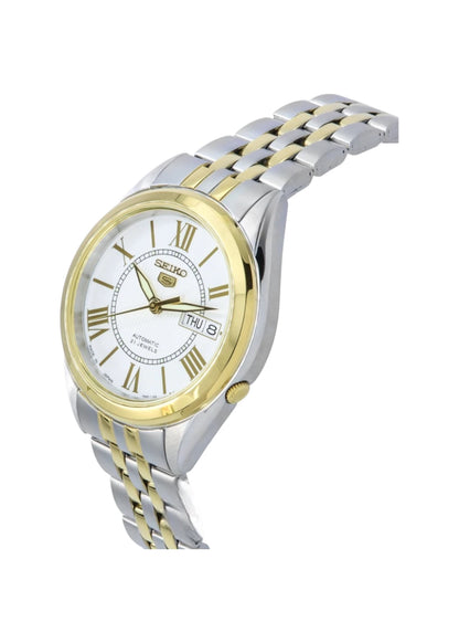 Seiko 5 SNKL36J1  Two Tone Stainless Steel Silver Dial 21 Jewels Automatic Men's Watch
