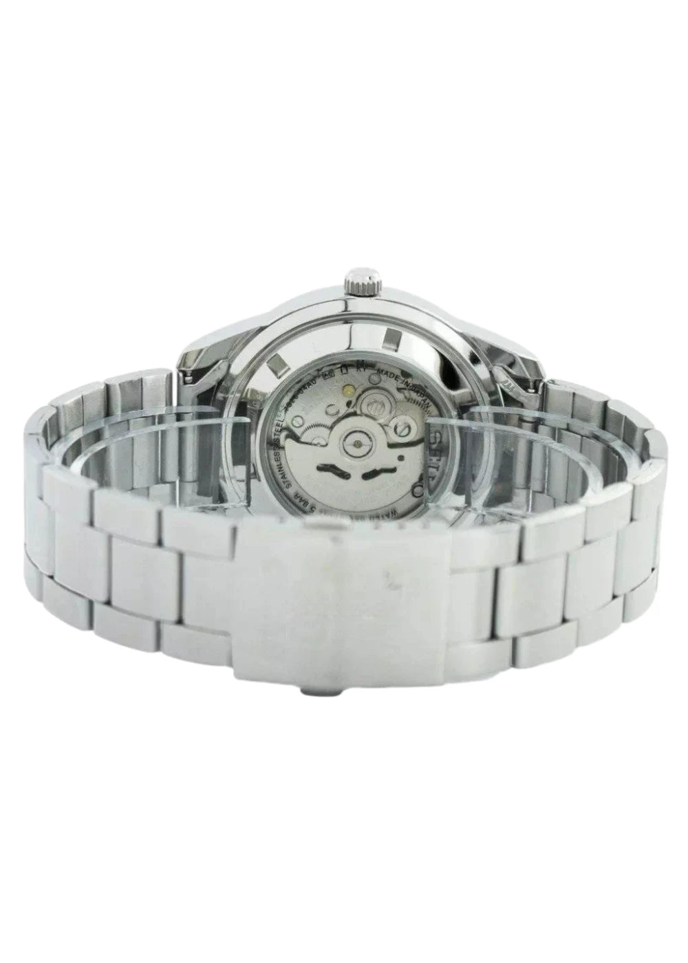 Seiko Snkn13J1  Analog Automatic Black Dial Stainless Steel Watch For Men - Silver