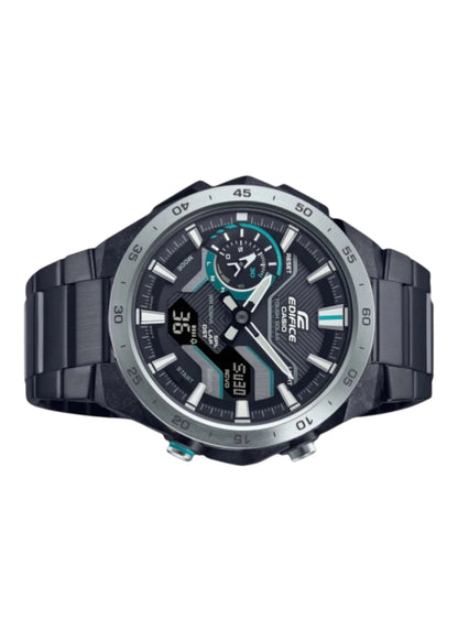 Casio Men Watch EDIFICE WINDFLOW Analog Mobile link Solar Power Black Dial Stainless Steel