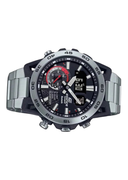 Casio Edifice ECB-40D-1ADF Black Analog-Digital Dial Silver Stainless Steel Band Men's Watch