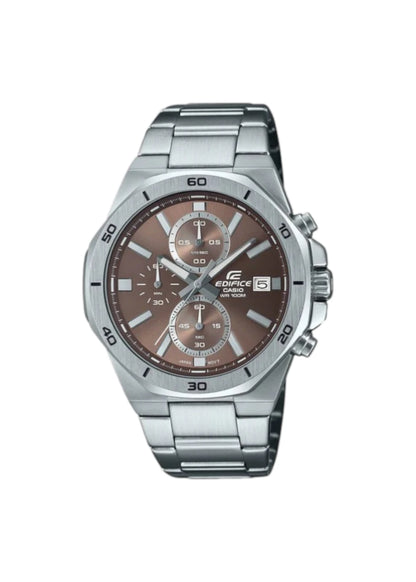 Casio Edifice EFV-640D-5AVUDF Brown Analog Dial Silver Stainless Steel Band Men's Watch