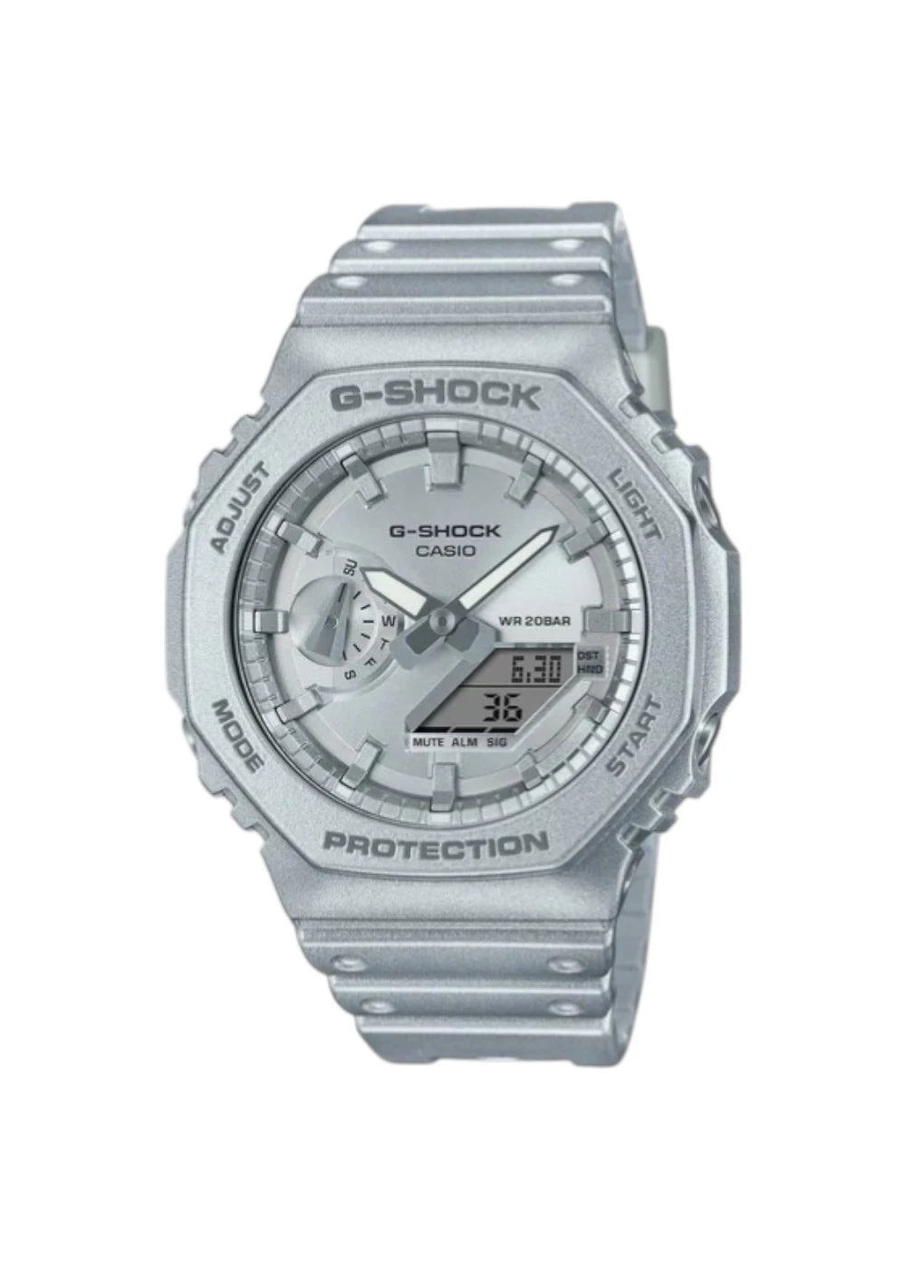 Casio G-Shock GA-2100FF-8ADR Silver Analog-Digital Dial Silver Resin Strap Men's Watch