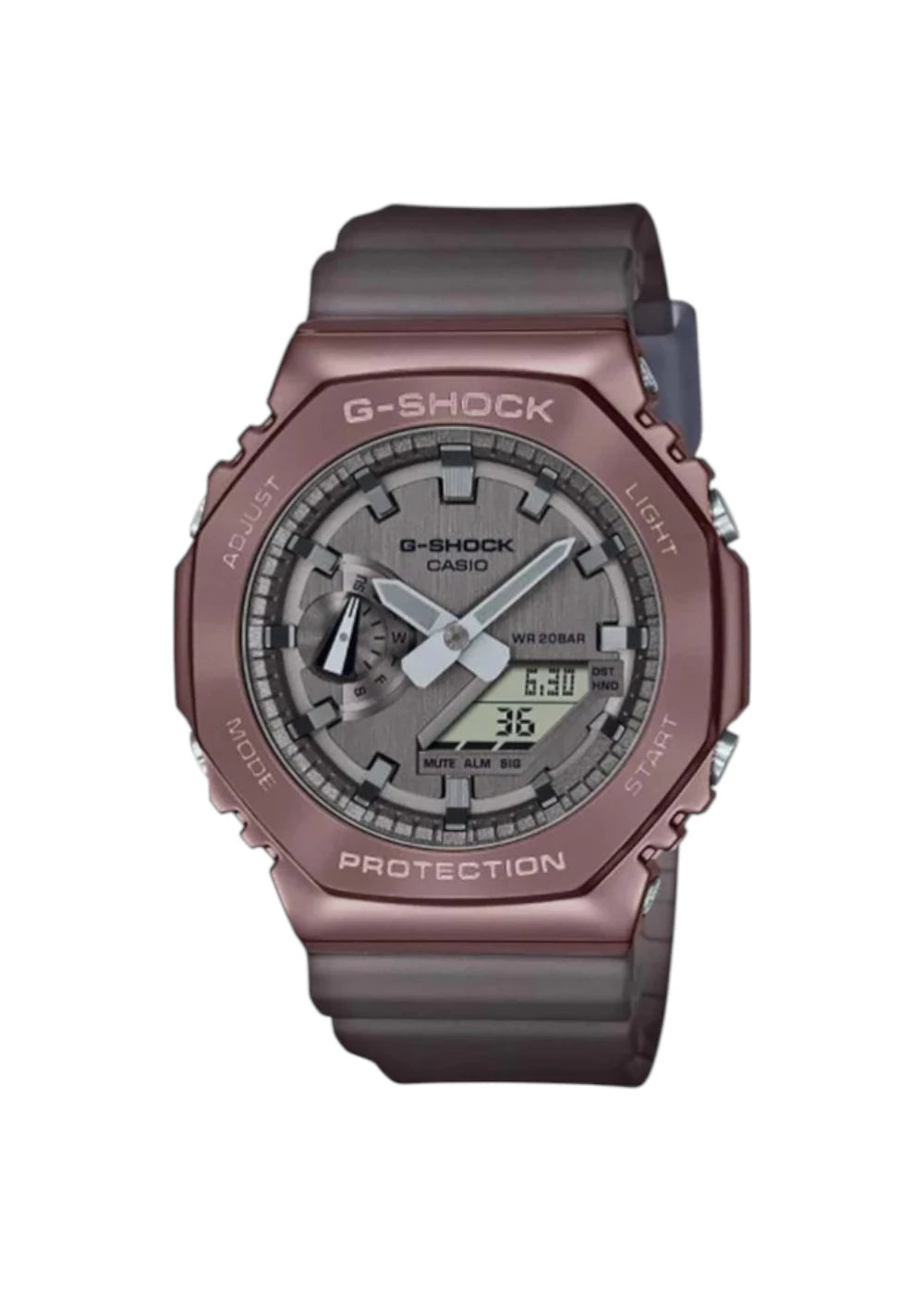 Casio G-Shock GM-2100MF-5ADR Brown IP Gray Analog-Digital Dial Translucent Resin Strap Men's Watch